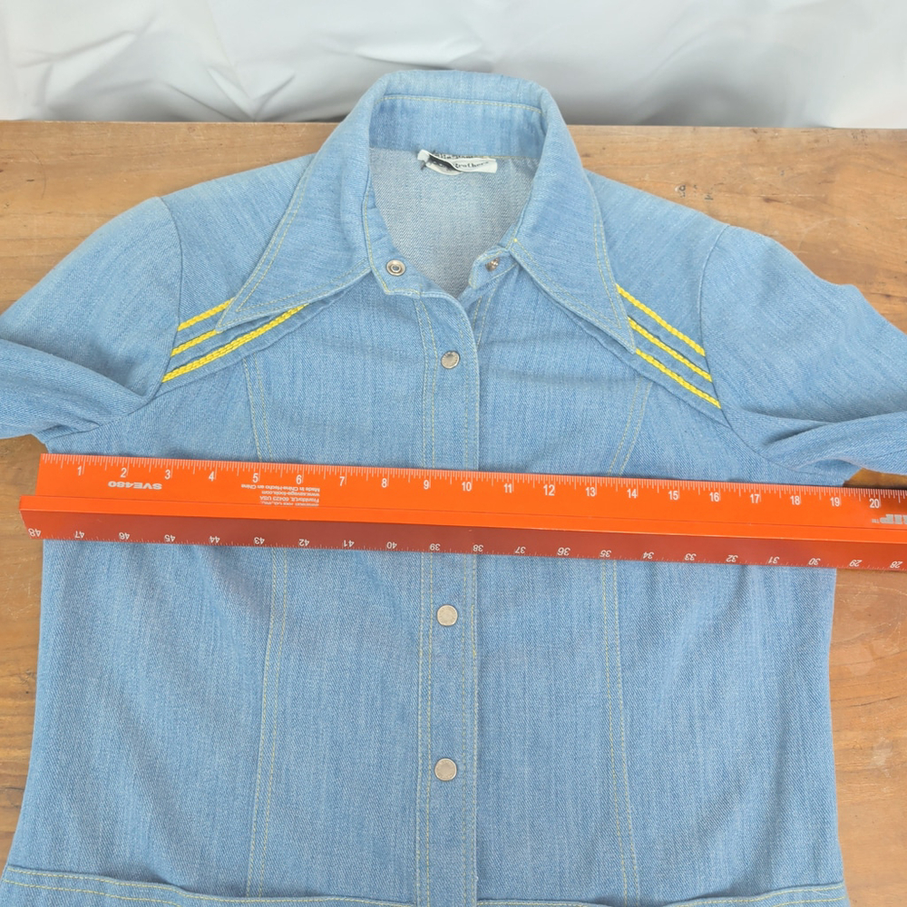 Ladies' 70s Snap Button Jean Top - Picture 5 of 9